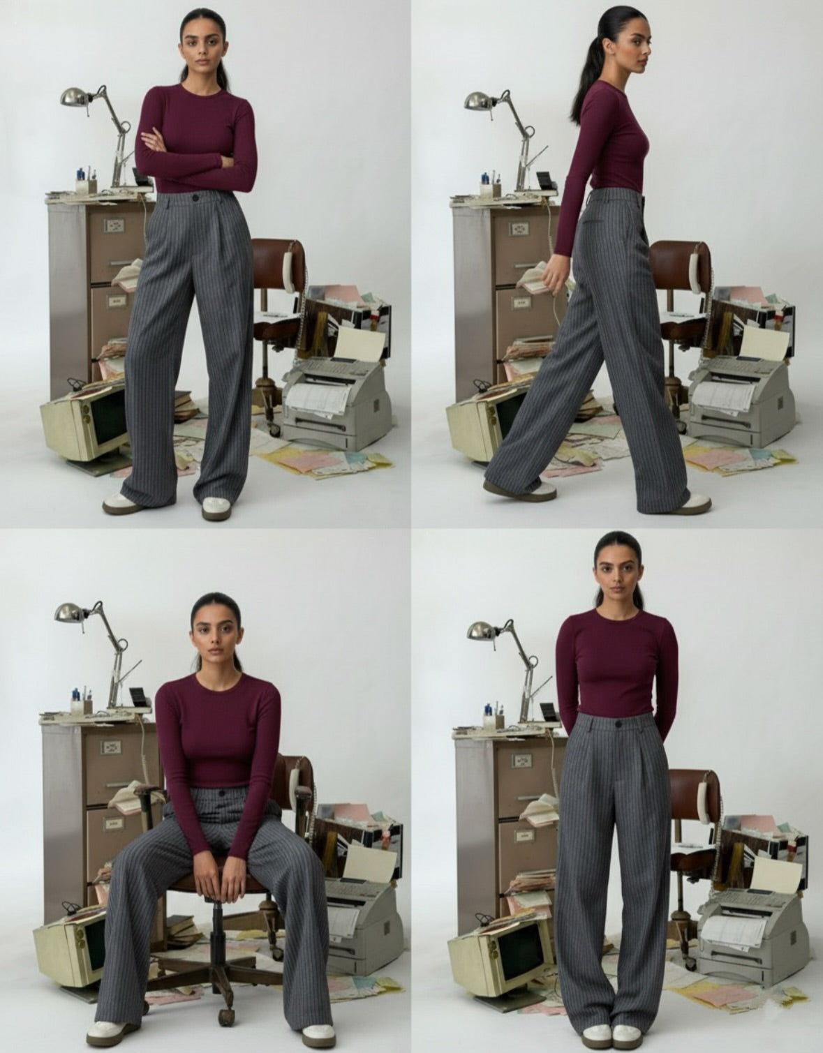 “STRIPE GREY” cotton pants