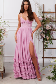 Nira | Robe longue rose mauve