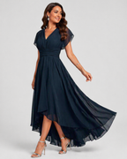 Julita – Vestido de noche fluido con escote en V