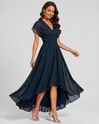 Julita – Vestido de noche fluido con escote en V