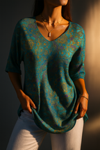 Bruna | Blusa fluida elegante con estampado refinado