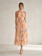 Esther™ | Vestido de Cuello Halter con Estampado de Acuarela