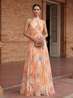 Esther™ | Vestido de Cuello Halter con Estampado de Acuarela