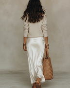 Nora | Vestido Midi Satén con Jersey