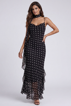 Alessia |  Vestido Maxi de Lunares Negro