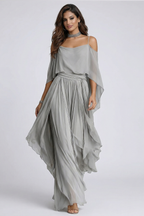 Isabela | Conjunto Fluido Gris con Top y Pantalón