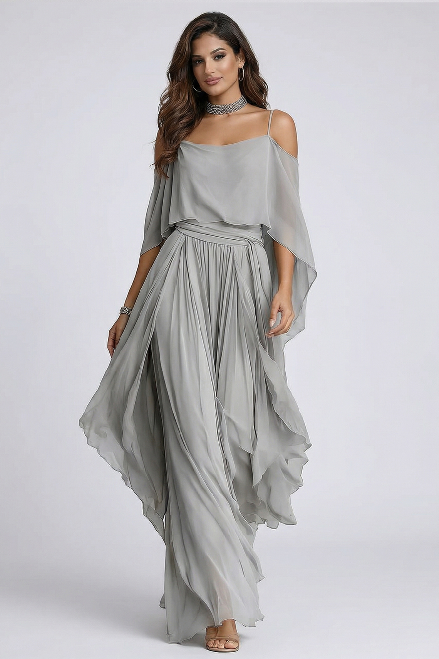 Isabela | Ensemble Fluide Gris avec Top et Pantalon
