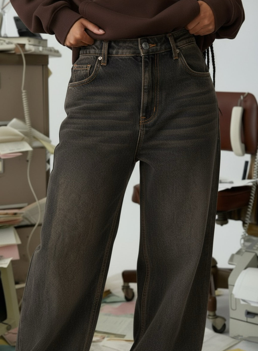 “CHOCOLATE FADED” baggy jeans