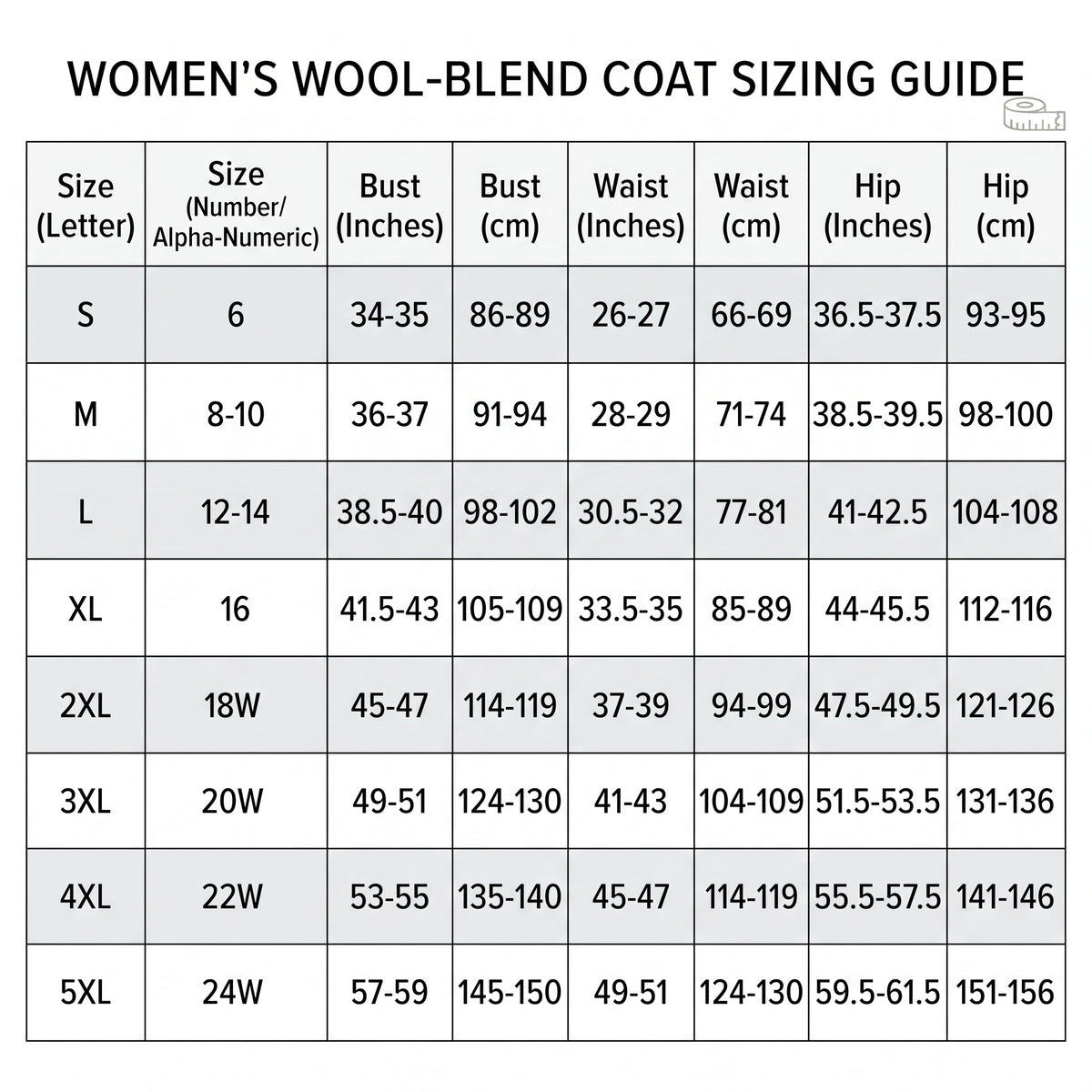 Eleonore | Midi-Length Wool Coat size chart