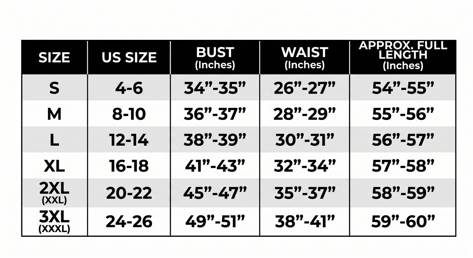 Catalina Mono Largo size chart