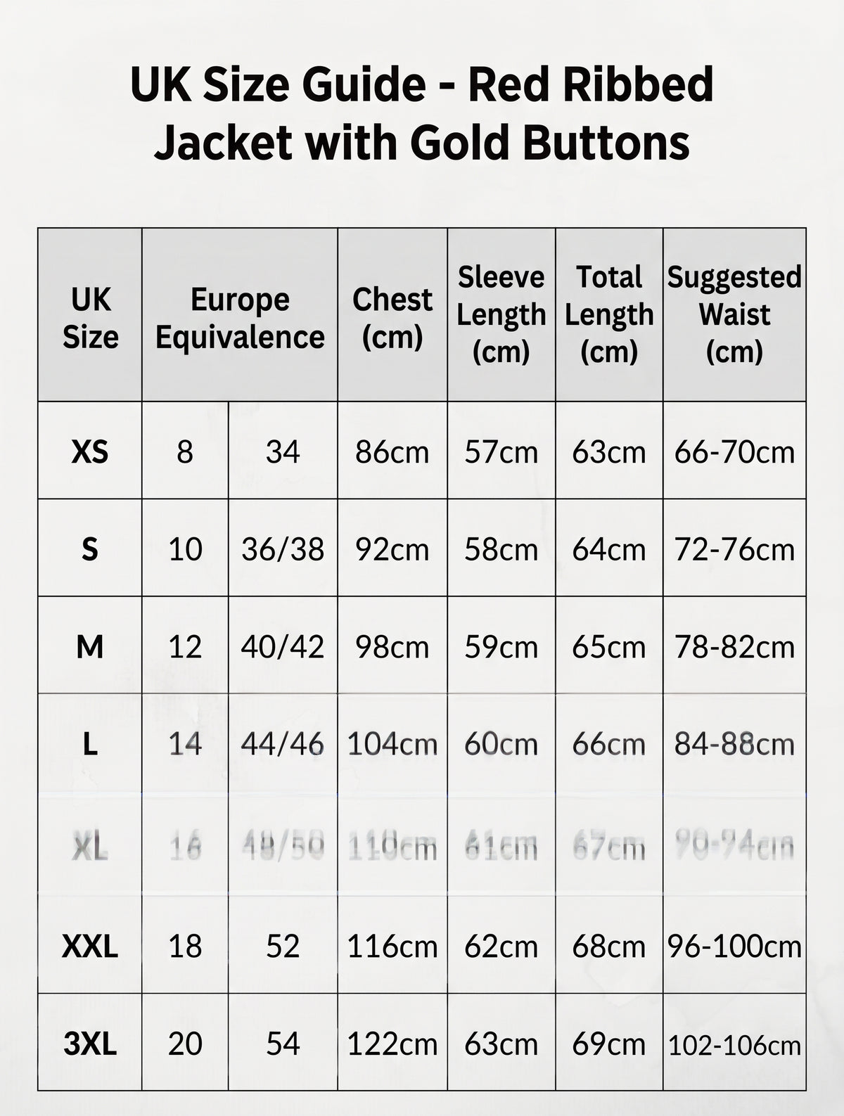 Isadora | Oversized Collared Cardigan with Large Metal Buttons size chart