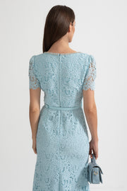 Azucena | Robe midi en dentelle bleu ciel