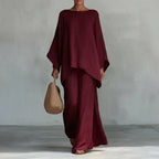 Verónica Ensemble Deux Pièces avec Chemisier Manches Longues et Pantalon à Jambe Large