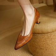 Chaussures à Talon Haut en Cuir Véritable Belle