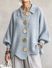 Isadora | Oversized Collared Cardigan with Large Metal Buttons