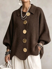 Isadora | Oversized Collared Cardigan with Large Metal Buttons