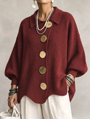 Isadora | Oversized Collared Cardigan with Large Metal Buttons