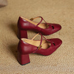 Elora Tacones Altos de Cuero Auténtico
