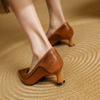 Zapatos de Tacón Alto de Cuero Auténtico Belle