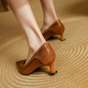 Chaussures à Talon Haut en Cuir Véritable Belle