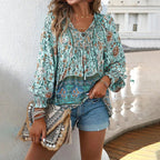 Blusa Floral Elegante de Mujer con Corte Fluido