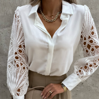 Blusa De Mujer Con Cuello Elegante Y Corte Fluido