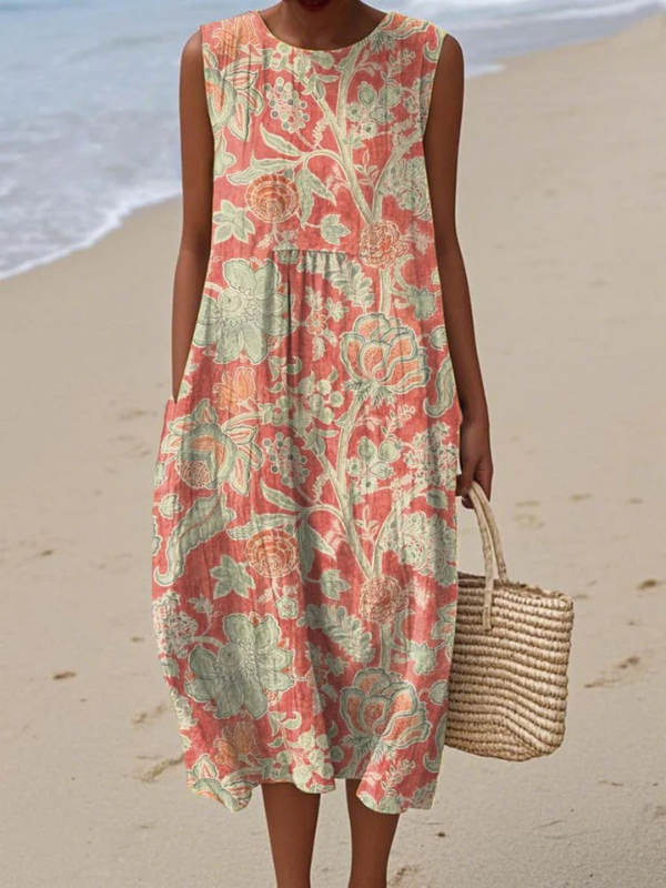 Sierra | Vestido Midi Sin Mangas de Corte Evasé