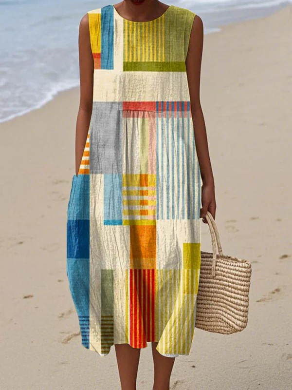 Imani | Vestido Midi Sin Mangas de Corte A