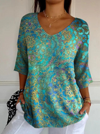 Bruna | Blusa fluida elegante con estampado refinado