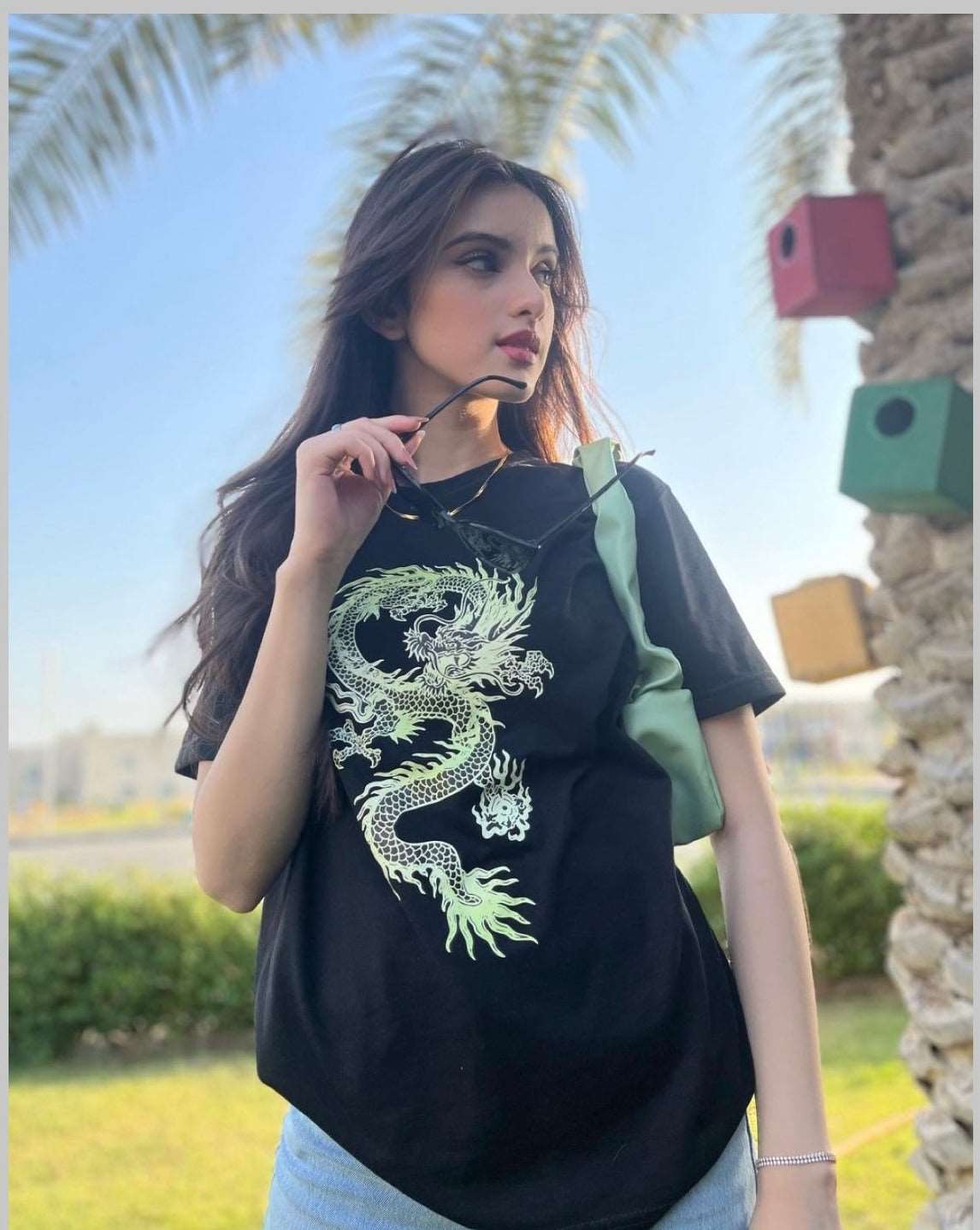 Dragon printed unisex oversized tee