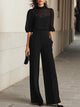 Valentina | Ensemble noir trois pièces avec top transparent et pantalon large