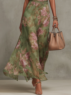 Bianca | Vestido Largo Floral Halter Verde