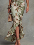 Livia | Vestido Largo Satén Verde