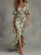 Livia | Vestido Largo Satén Verde
