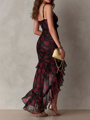 Robe longue fleurie en dentelle