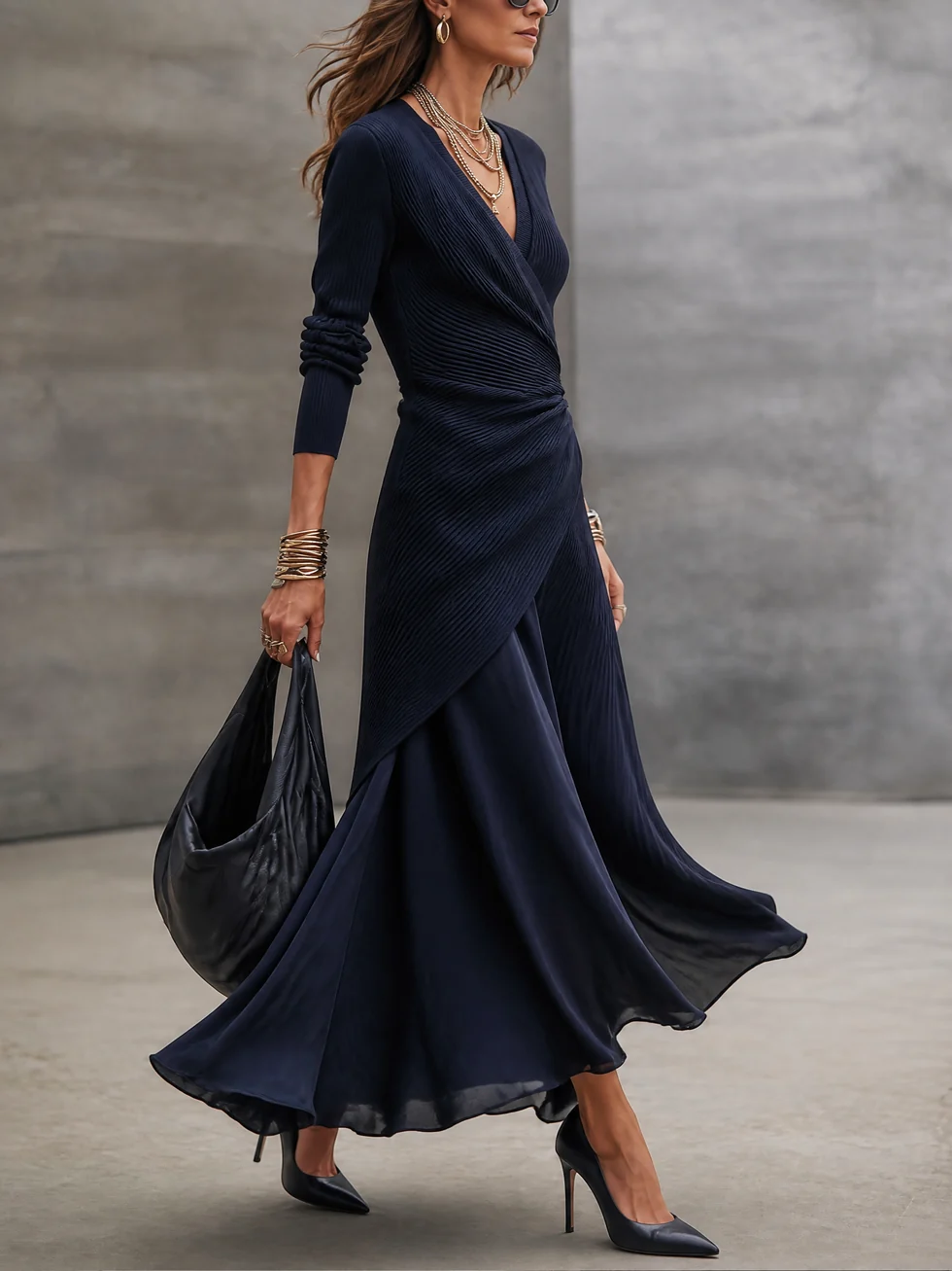 Vestido Regina azul marino, vista 3