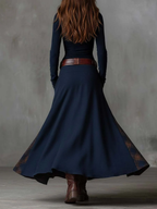 Vestido Ximena azul marino, look completo con cinturón