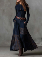 Vestido Ximena azul marino, vista lateral