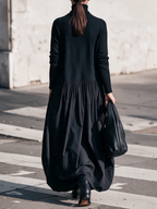 Ilaria | Vestido Maxi Oversize de Cuello Alto con Bolsillos