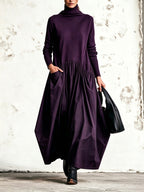 Ilaria | Vestido Maxi Oversize de Cuello Alto con Bolsillos