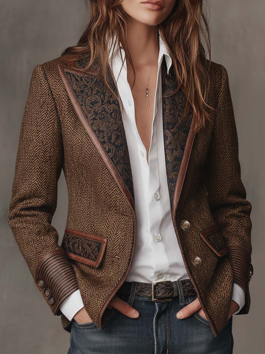 Gisella | Blazer with Printed Zigzag Inserts