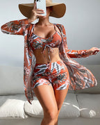 Coastal Chic | Conjunto de bikini de 3 piezas con estampado