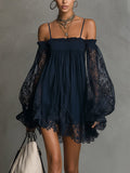 Noelia | Vestido Mini Chiffon Azul Navy