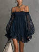 Noelia | Robe courte en mousseline bleu marine