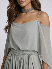 Isabela | Ensemble Fluide Gris avec Top et Pantalon