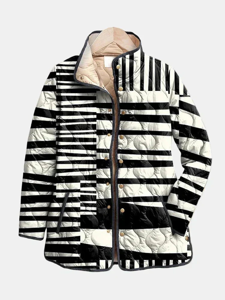 DELACROIX | Véronique Graphic Stripes Quilted Jacket