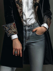 Leontina | Black Baroque Print Fitted Blazer