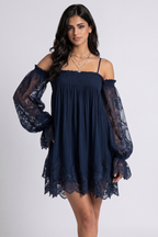 Noelia | Vestido Mini Chiffon Azul Navy