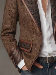 Gisella | Blazer with Printed Zigzag Inserts