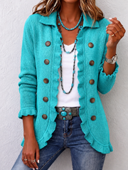 Maribel | Turquoise Knitted Ruffle Jacket